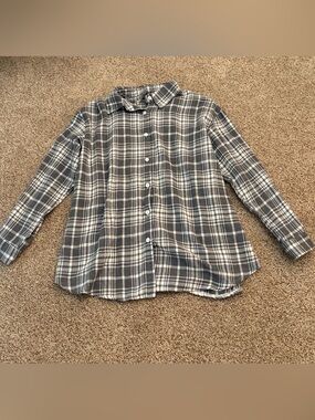 Gray Plaid Button-Front Flannel